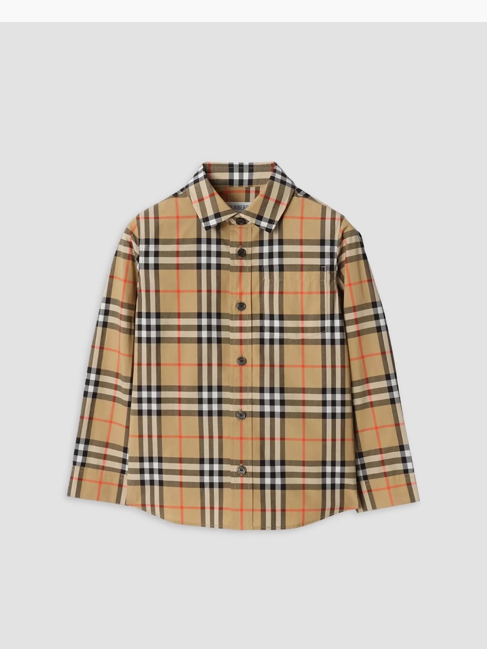 Burberry Tan Plaid Long-Sleeve Button-Front Kids Shirt - Size 6m